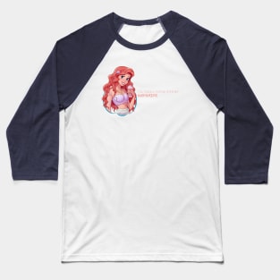 Mermaid Princess with Strawberry Frappuccino Baseball T-Shirt